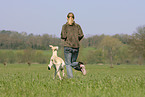 woman and Galgo Espanol