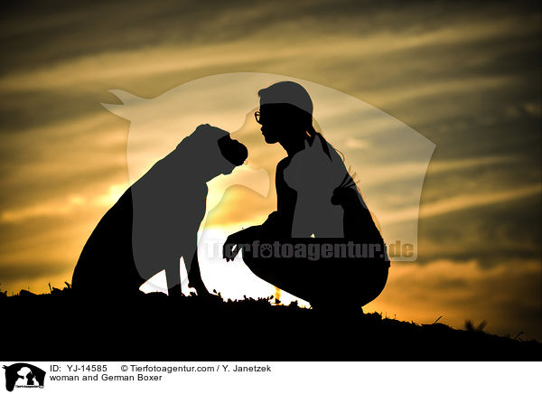 woman and German Boxer / YJ-14585