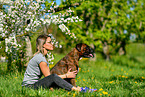 woman with German Boxer