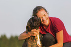 woman with German Boxer