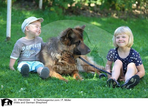childs and German Shepherd / PM-05584