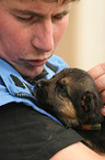 man and German Shepherd Puppy