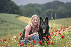 woman with German Shepherd Dog