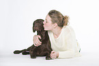 woman and German shorthaired Pointer