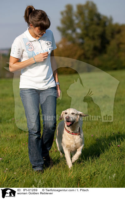 Frau und Golden Retriever / woman Golden Retriever / IPI-01269