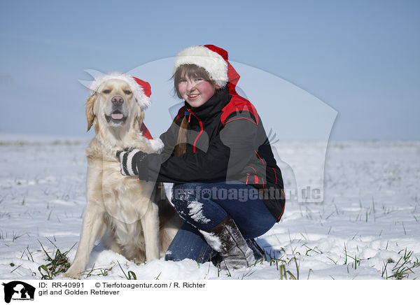 Mdchen und Golden Retriever / girl and Golden Retriever / RR-40991