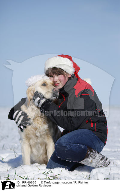 Mdchen und Golden Retriever / girl and Golden Retriever / RR-40995