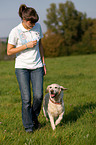 woman Golden Retriever