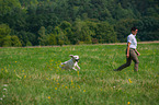 woman and Golden Retriever