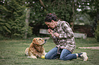 woman with Golden Retriever
