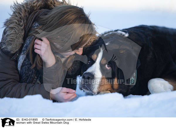 woman with Great Swiss Mountain Dog / EHO-01895