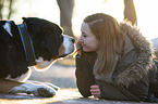 woman with Great Swiss Mountain Dog