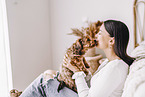 young woman with young havanese