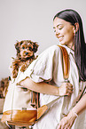 young woman with young havanese