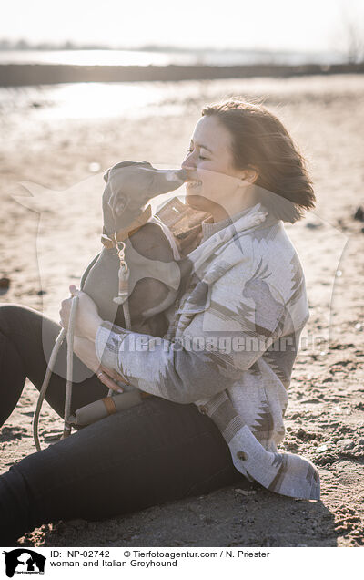 Frau und Italienisches Windspiel / woman and Italian Greyhound / NP-02742