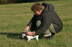woman with Jack Russell Terrier Puppy