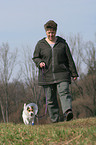 woman with injured Jack Russell Terrier