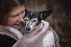 woman and Jack Russell Terrier