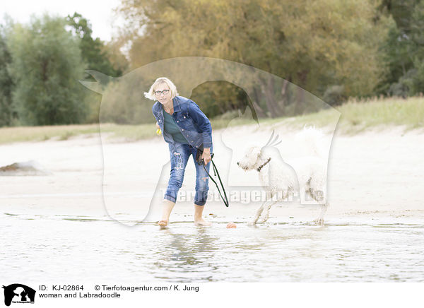 Frau und Labradoodle / woman and Labradoodle / KJ-02864