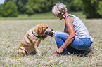 woman with Labrador Retriever