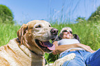 woman with Labrador Retriever