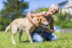 woman with Labrador Retriever