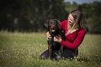 woman with Labrador Retriever