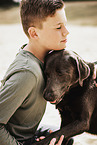 Labrador Retriever and boy