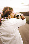 woman and Labrador Retriever Puppy