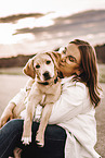 woman and Labrador Retriever Puppy