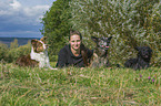 woman with dogs