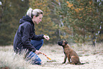 young woman with dogs