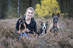 young woman with dogs