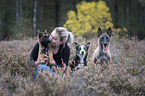 young woman with dogs