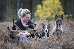 young woman with dogs