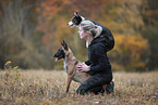 young woman with dogs