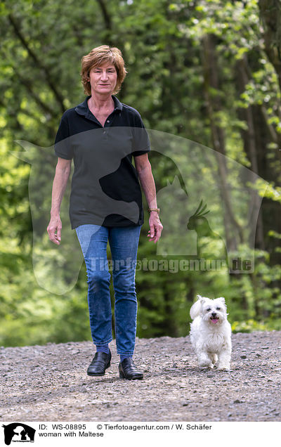 Frau mit Malteser / woman with Maltese / WS-08895