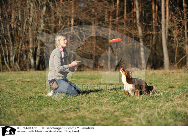 woman with Miniature Australian Shepherd / YJ-04453