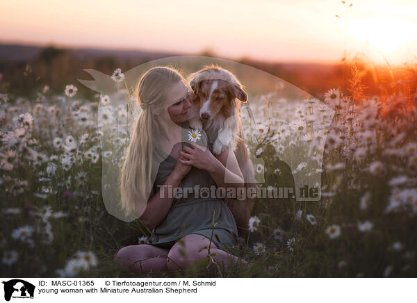 young woman with Miniature Australian Shepherd / MASC-01365
