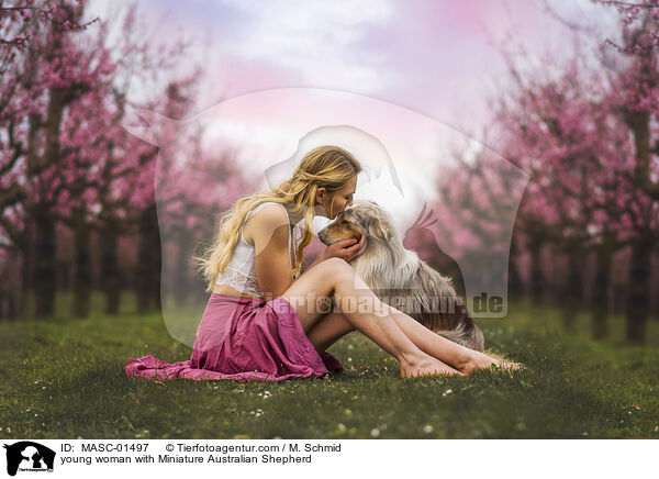 young woman with Miniature Australian Shepherd / MASC-01497