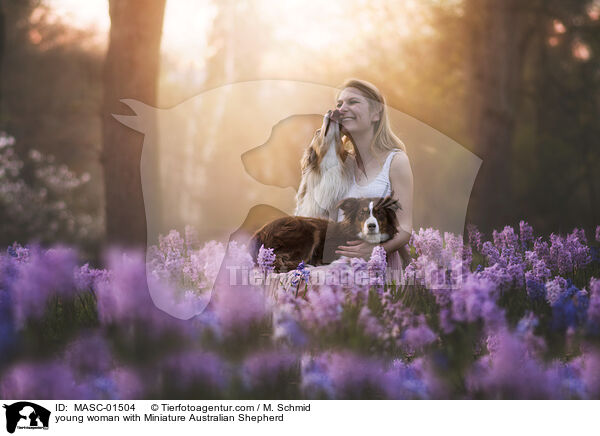 young woman with Miniature Australian Shepherd / MASC-01504