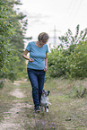 training with young Miniature Australian Shepherd