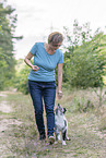 training with young Miniature Australian Shepherd