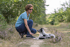 training with young Miniature Australian Shepherd
