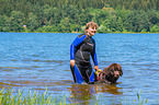 Newfoundland is trained as a water rescue dog