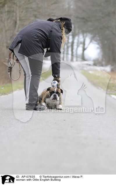 woman with Olde English Bulldog / AP-07635