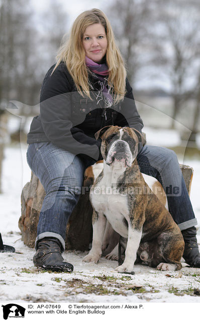 woman with Olde English Bulldog / AP-07649