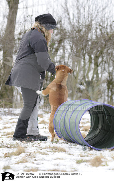 woman with Olde English Bulldog / AP-07652