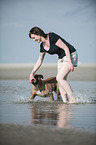 woman and Olde English Bulldog