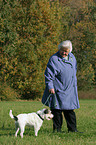 woman and Parson Russell Terrier
